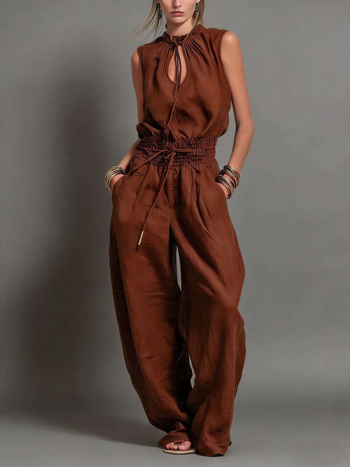 Sleeveless Wide Leg Jumpsuit