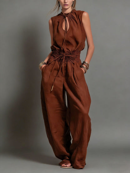 Sleeveless Wide Leg Jumpsuit