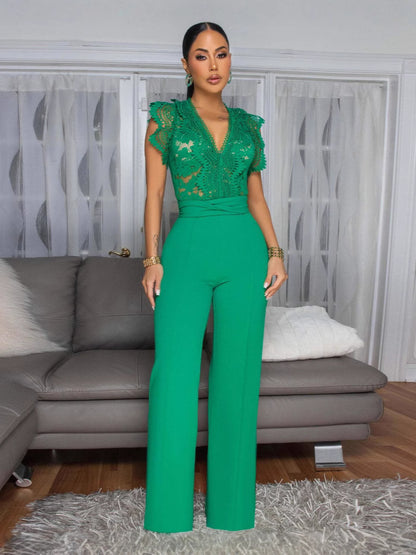 Sleeveless Wide-Leg Lace Jumpsuit