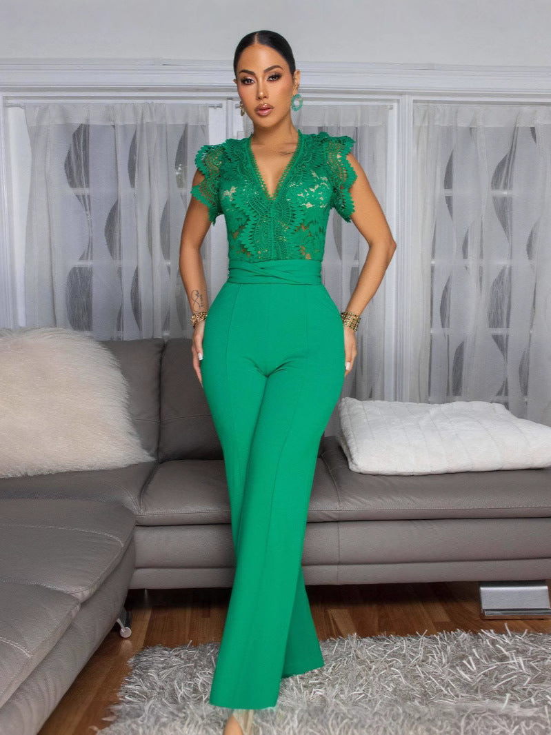 Sleeveless Wide-Leg Lace Jumpsuit