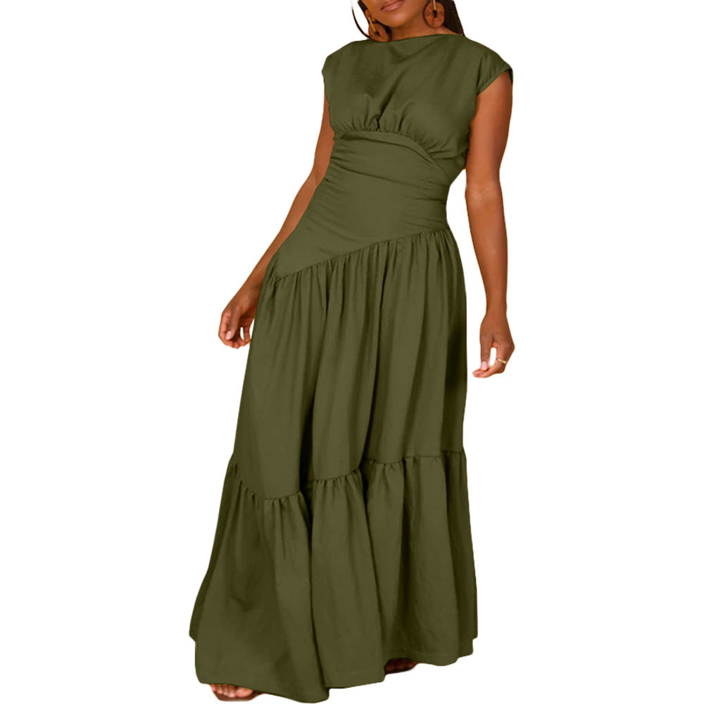 Sleeveless Wrinkle Loose Nylon Dress