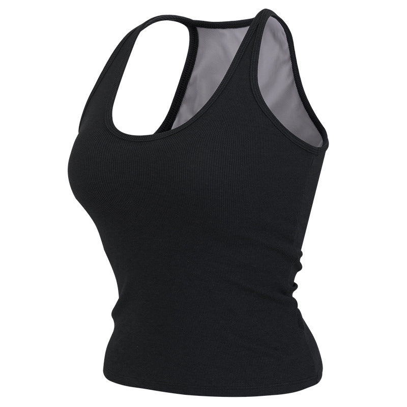 Sleeveless Yoga Top with Built-in Chest Pad