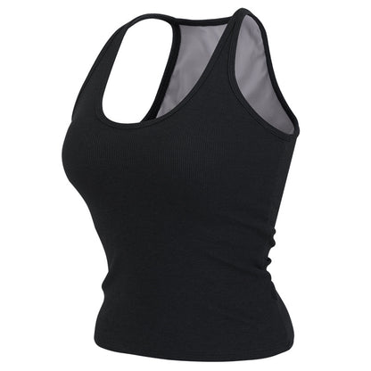 Sleeveless Yoga Top with Built-in Chest Pad