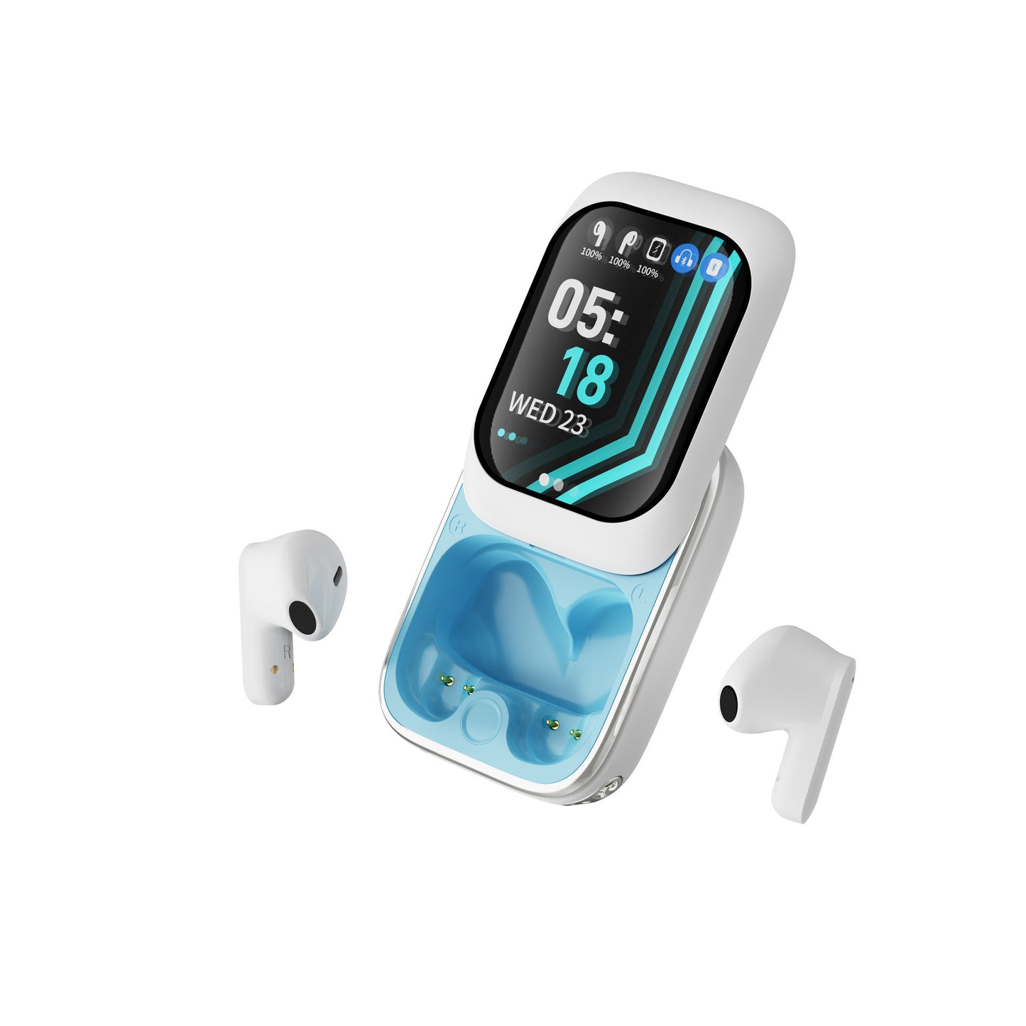 Sliding Cover Bluetooth Earphones with Touch Display