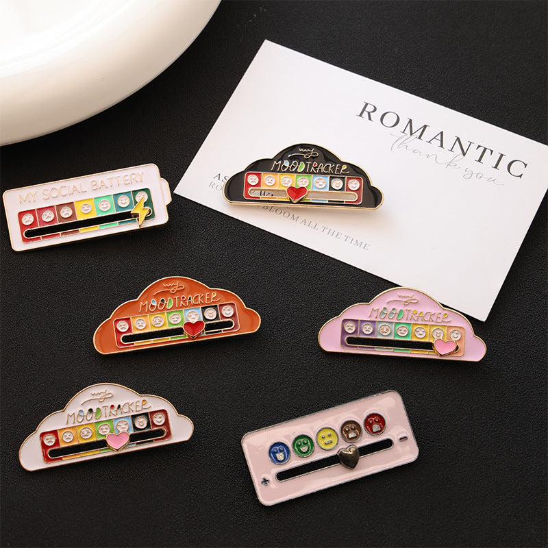 Sliding Mood Conversion Metal Brooch