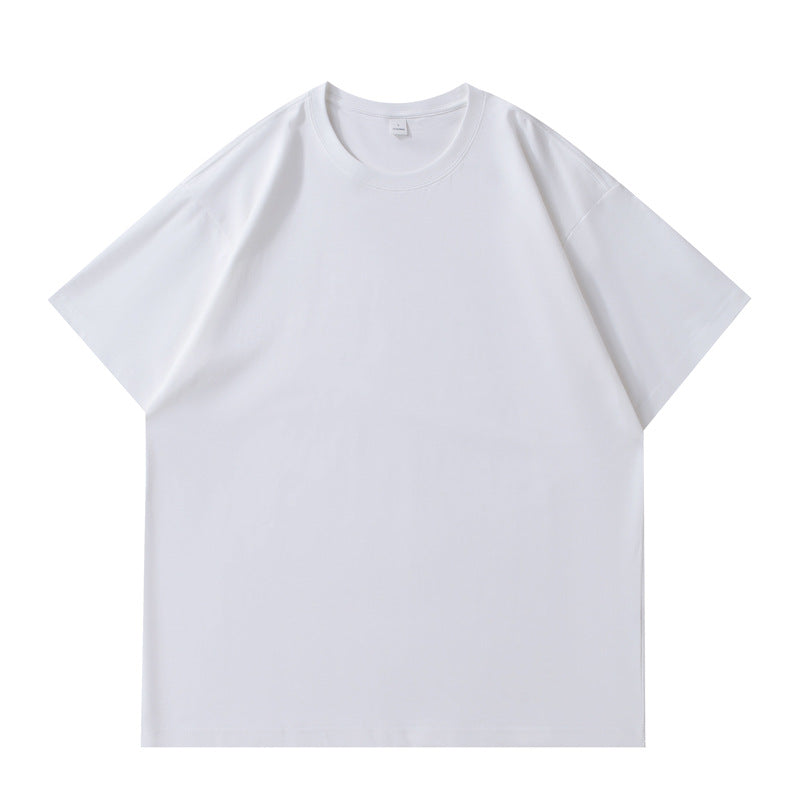 Slightly off-the-shoulder cotton short-sleeved T-shirt