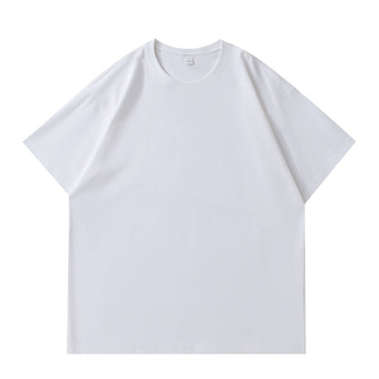 Slightly off-the-shoulder cotton short-sleeved T-shirt