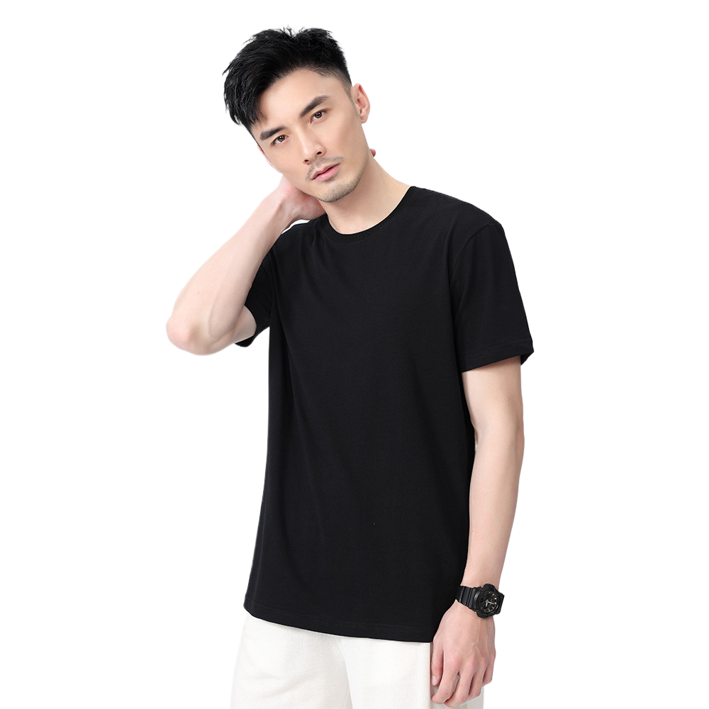 Slightly off-the-shoulder cotton short-sleeved T-shirt