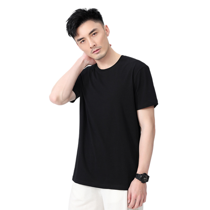 Slightly off-the-shoulder cotton short-sleeved T-shirt