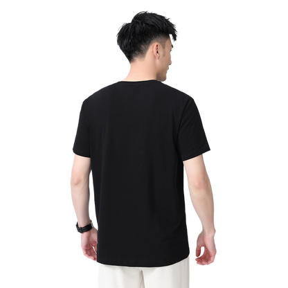 Slightly off-the-shoulder cotton short-sleeved T-shirt