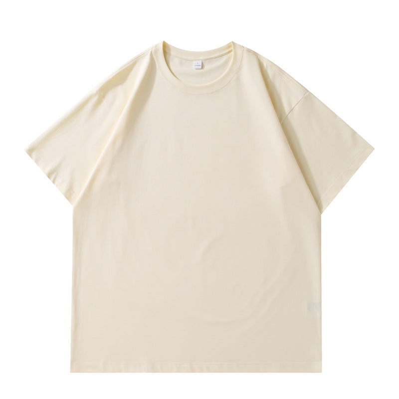 Slightly off-the-shoulder cotton short-sleeved T-shirt