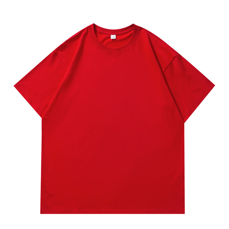 Slightly off-the-shoulder cotton short-sleeved T-shirt