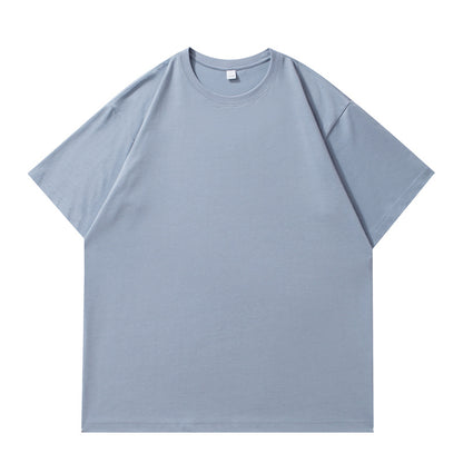 Slightly off-the-shoulder cotton short-sleeved T-shirt