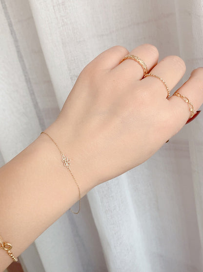 Slim 14K Gold Floral Bracelet for Women