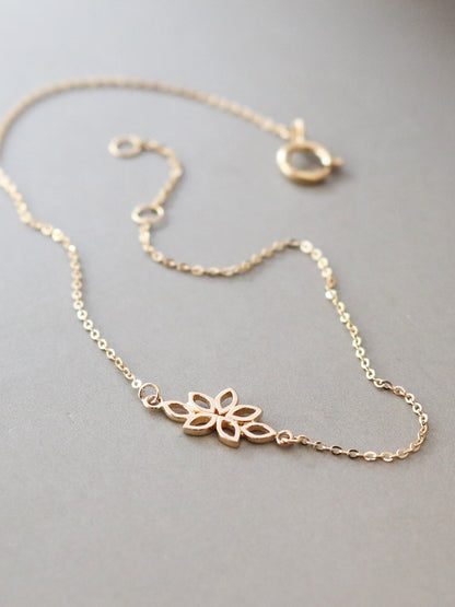 Slim 14K Gold Floral Bracelet for Women