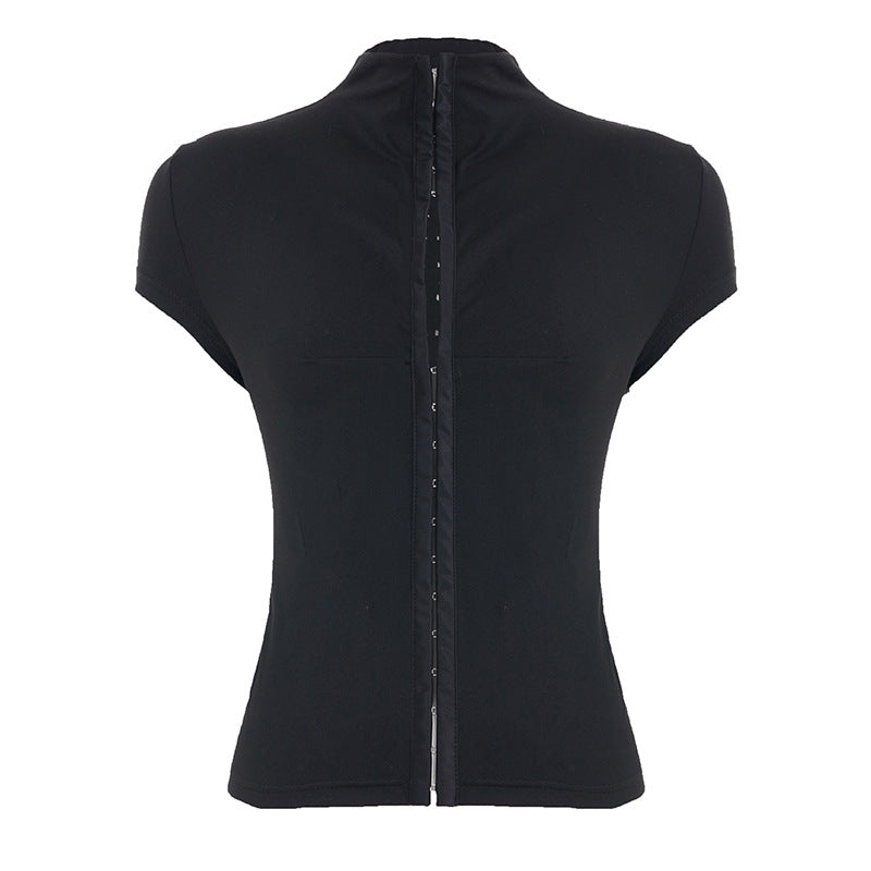 Slim Fit Button Front Sport Top