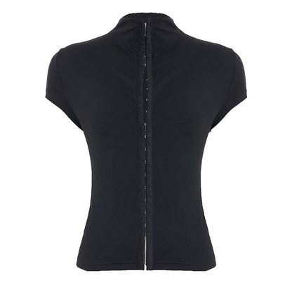 Slim Fit Button Front Sport Top