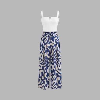 Slim-fit Camisole Non-regular Wide-leg Pants