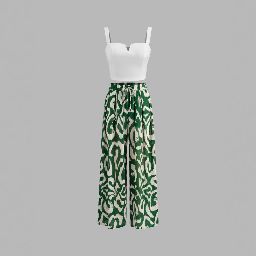 Slim-fit Camisole Non-regular Wide-leg Pants