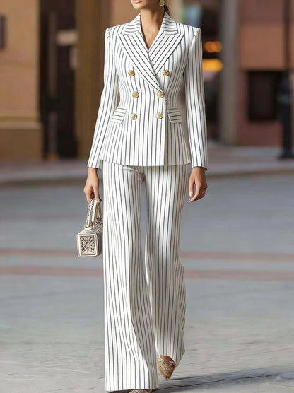 Slim Fit Color Block Long Sleeve Suit and Pants Set