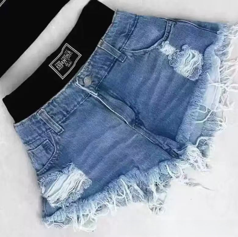 Slim Fit Denim Shorts and Top