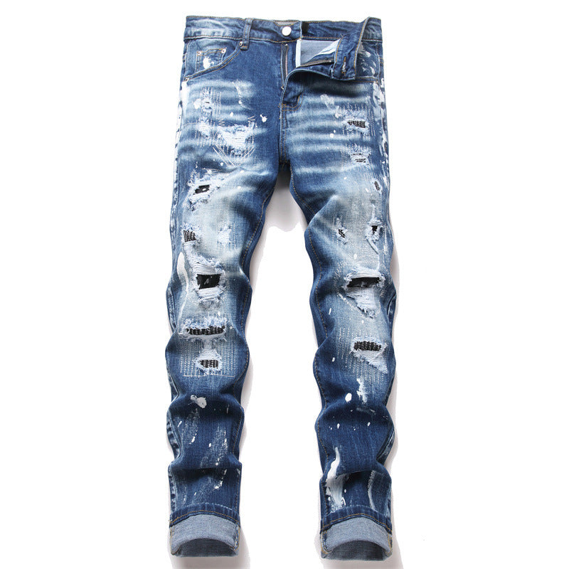 Slim-Fit Distressed Denim Jeans