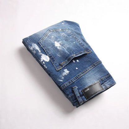 Slim-Fit Distressed Denim Jeans