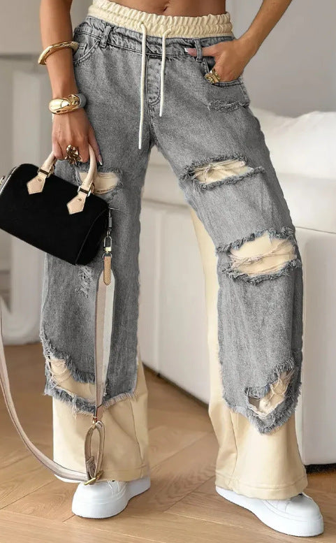 Slim-fit distressed jeans