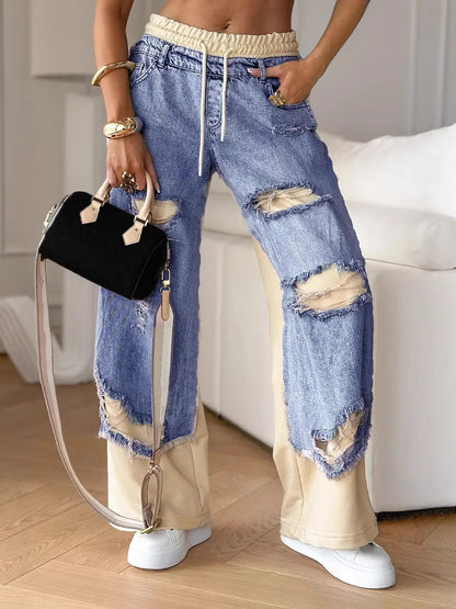 Slim-fit distressed jeans