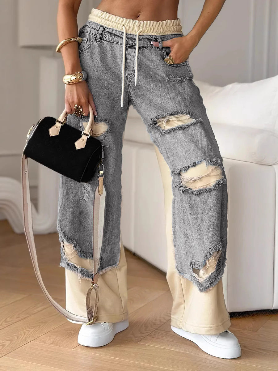 Slim-fit distressed jeans