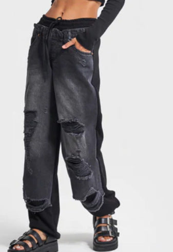 Slim-fit distressed jeans