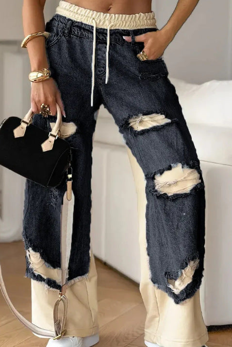 Slim-fit distressed jeans