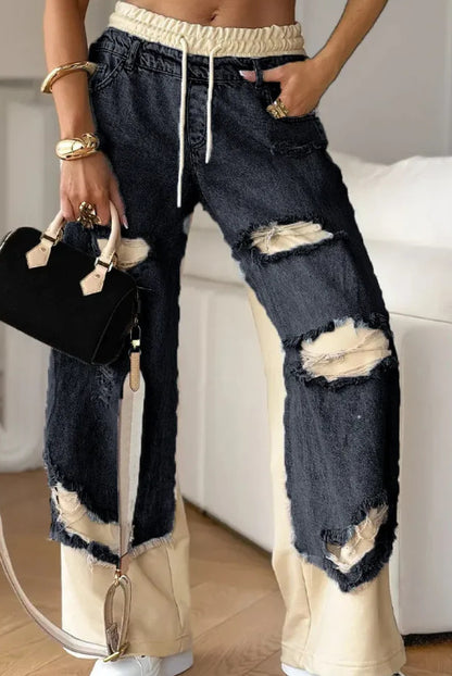 Slim-fit distressed jeans