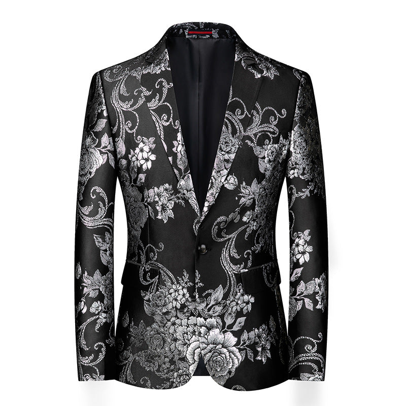 Slim Fit Floral Print Mens Suit Jacket