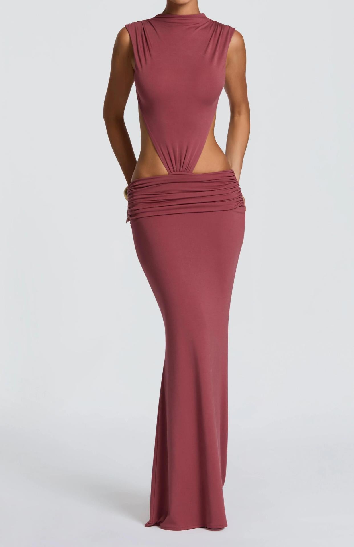 Slim-Fit Hollow-Out Long Dress