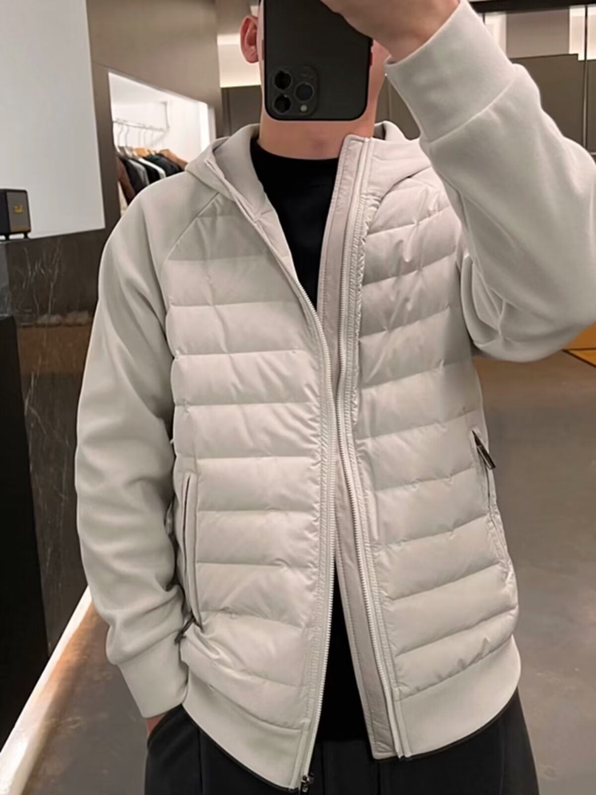 Slim-fit hooded cotton coat
