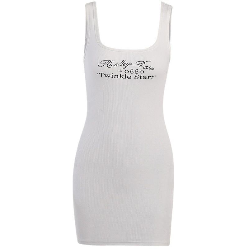 Slim Fit Letter Print Sling Dress