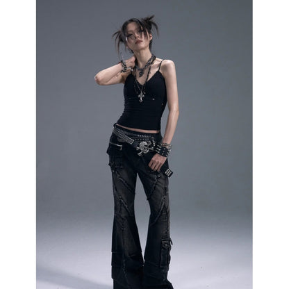 Slim Fit Micro-Flare Cargo Jeans