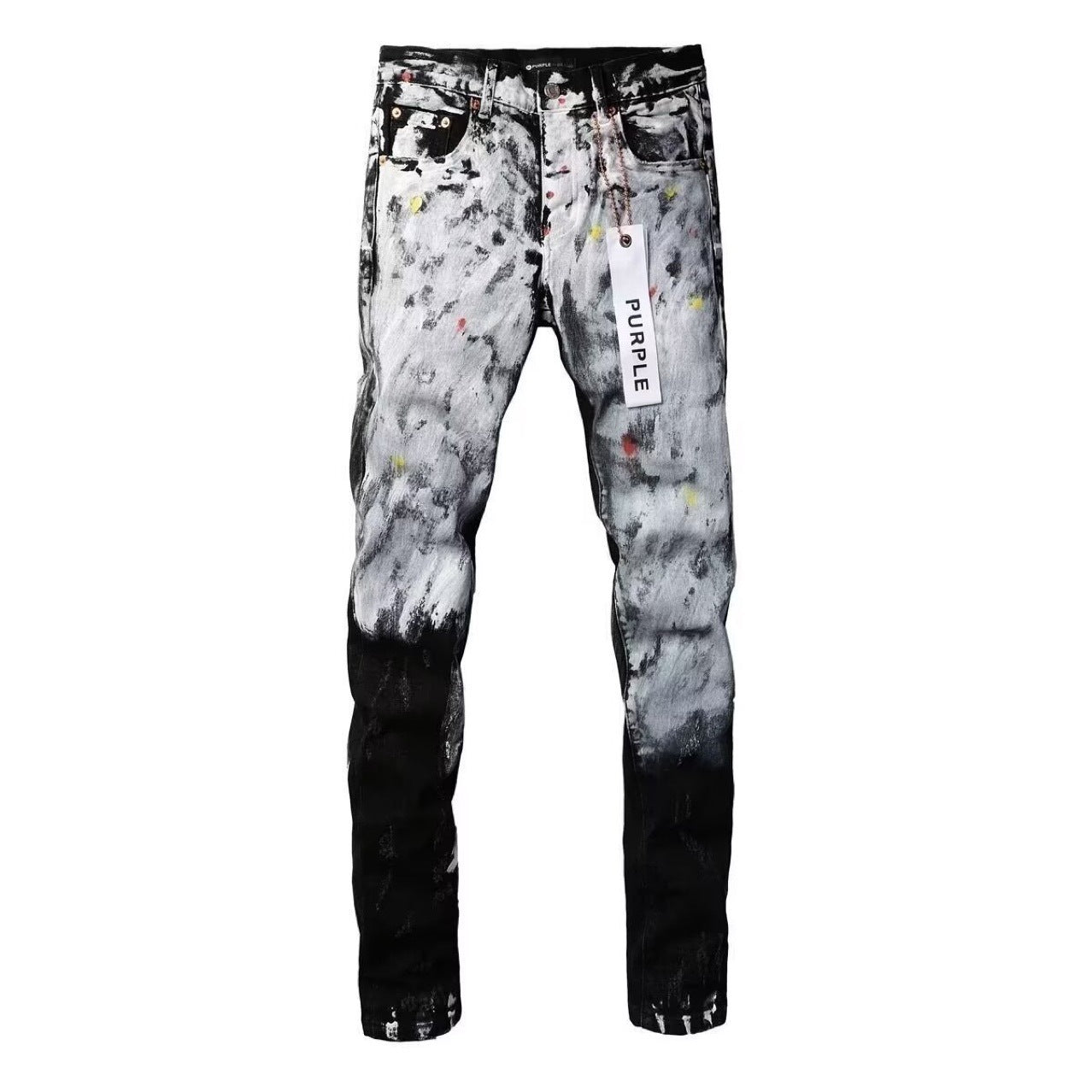 Slim Fit Patchwork Distressed Denim Jeans for Men