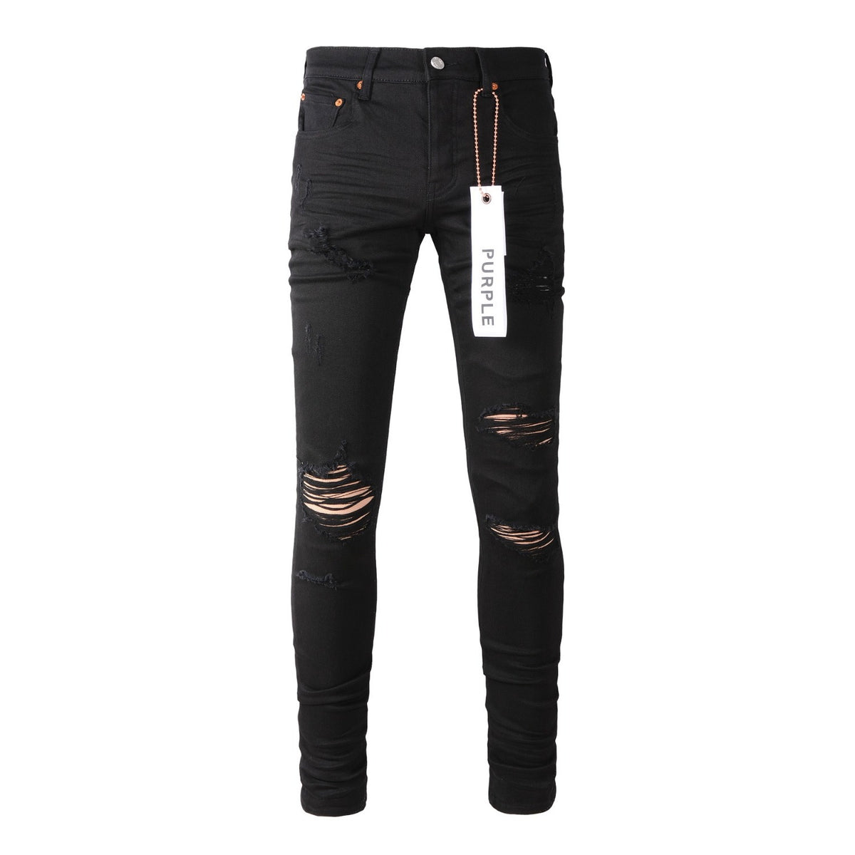 Slim Fit Patchwork Distressed Denim Jeans for Men