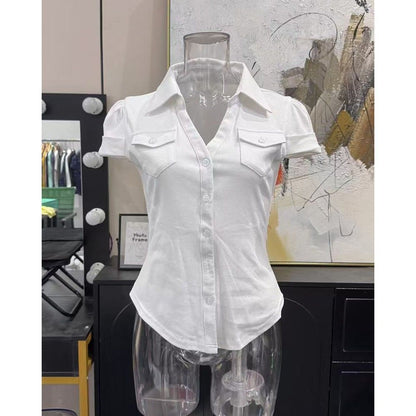 Slim Fit Polo Collar Short Sleeve Shirt
