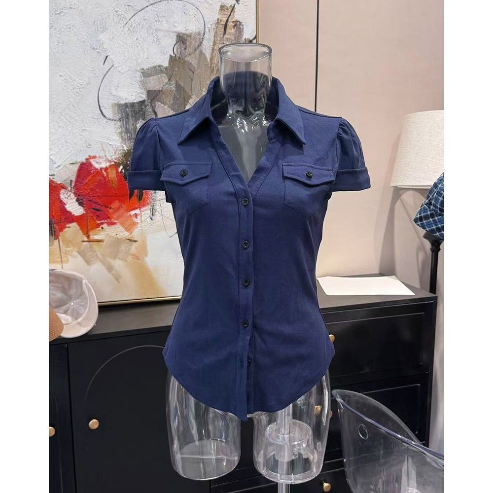 Slim Fit Polo Collar Short Sleeve Shirt