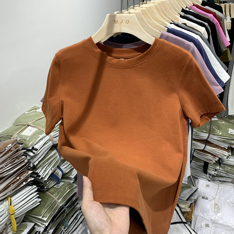 Slim-Fit Pure Cotton Short-Sleeve Women's T-Shirt