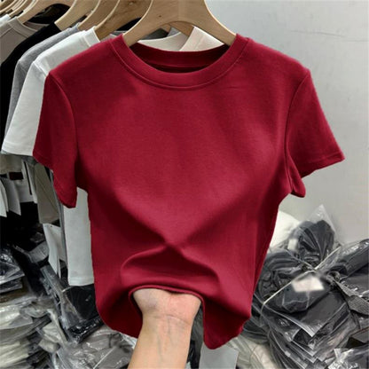Slim-Fit Pure Cotton Short-Sleeve Women's T-Shirt