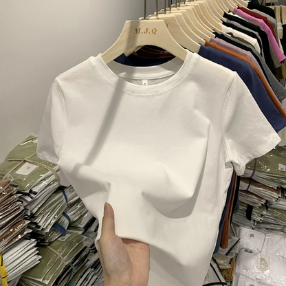 Slim-Fit Pure Cotton Short-Sleeve Women's T-Shirt