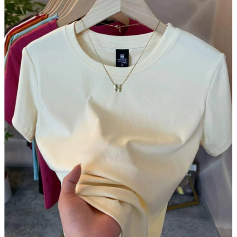 Slim-Fit Pure Cotton Short-Sleeve Women's T-Shirt