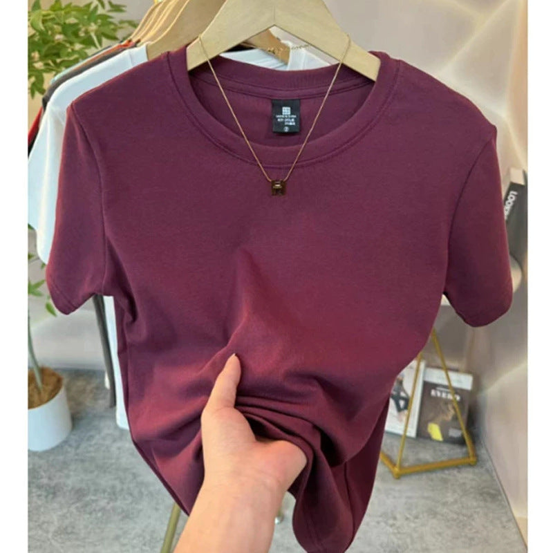Slim-Fit Pure Cotton Short-Sleeve Women's T-Shirt