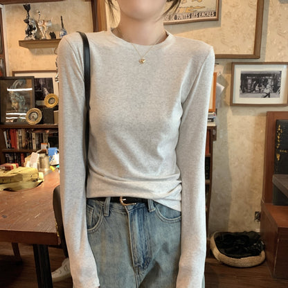 Slim-fit pure long-sleeved base shirt for women