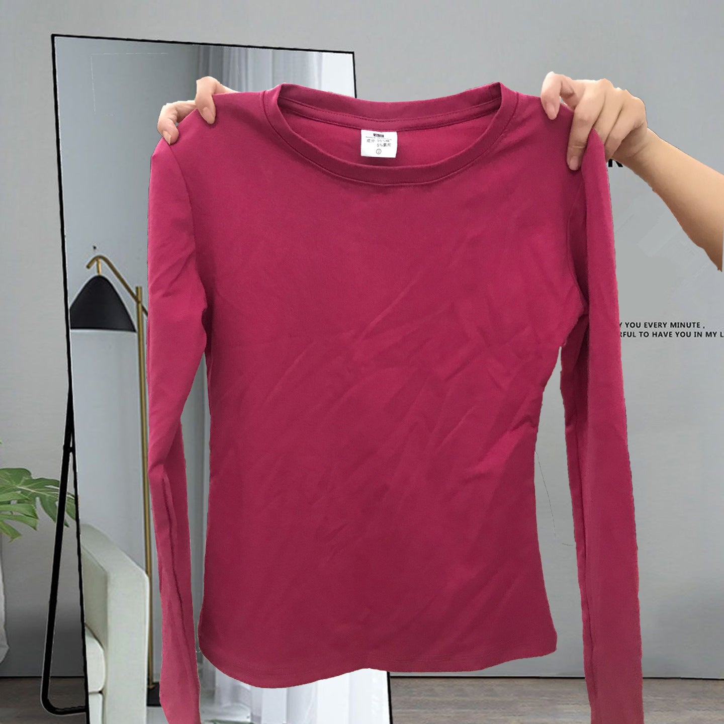 Slim-fit pure long-sleeved base shirt for women