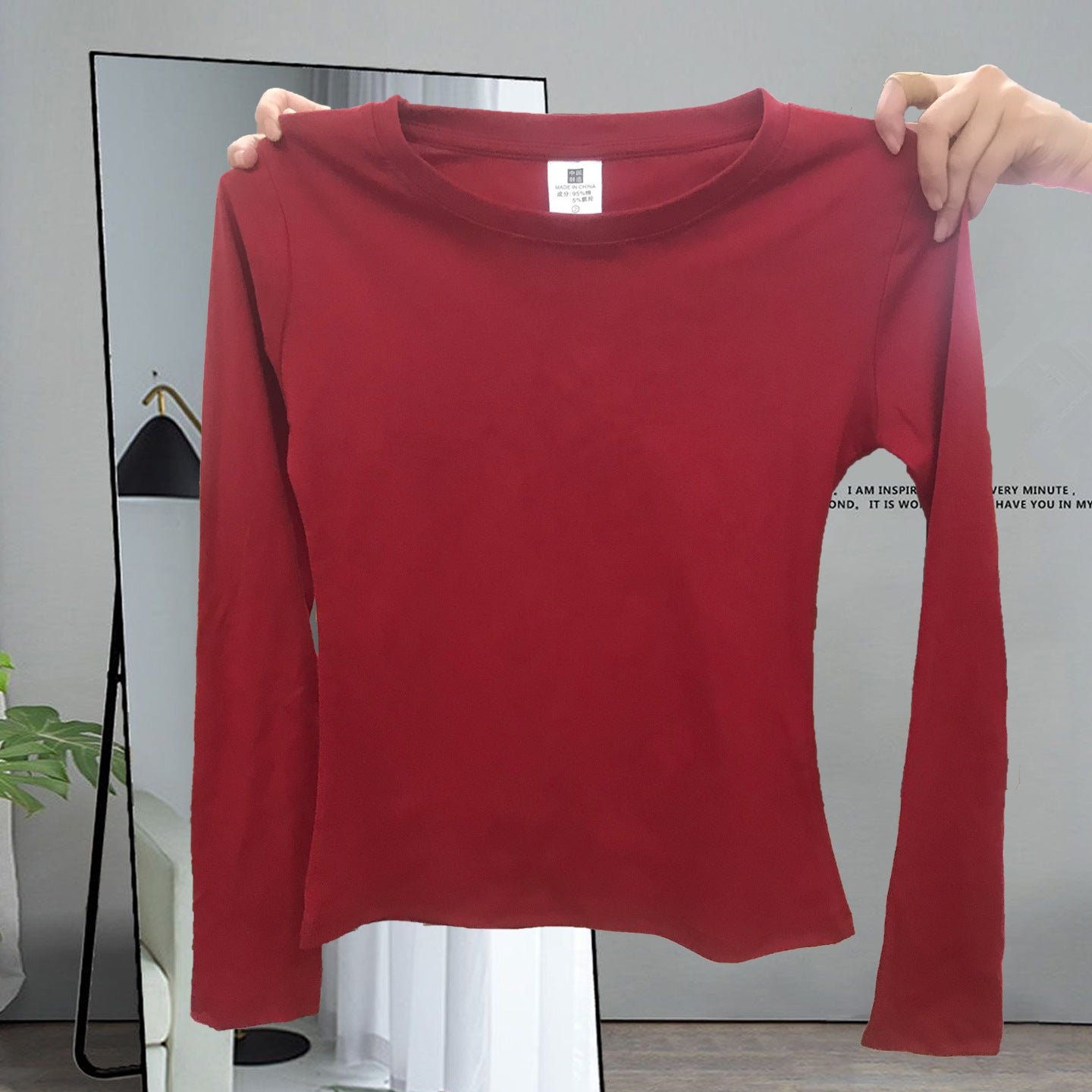 Slim-fit pure long-sleeved base shirt for women